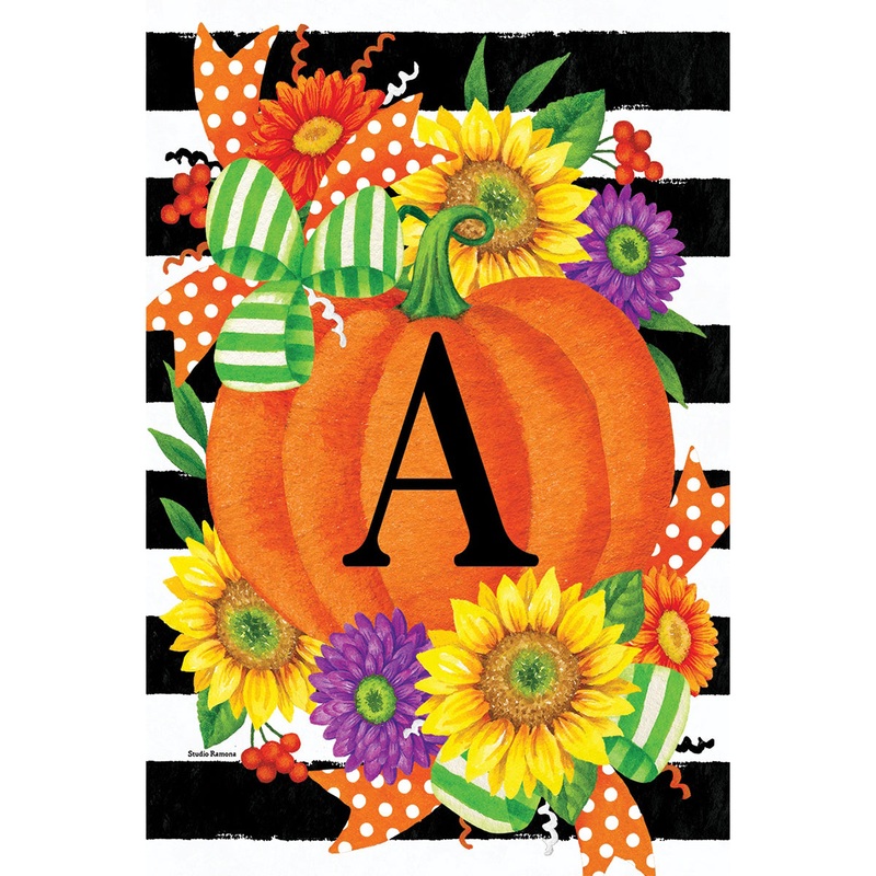 Pumpkin Splendor Monogram Flag