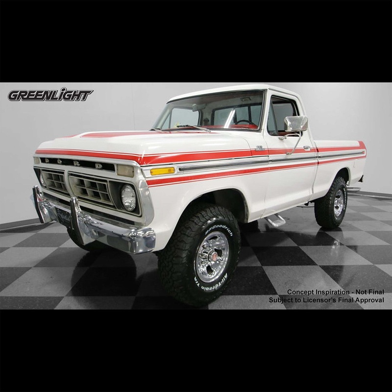 Greenlight 1:64 1977 Ford F-150 White with Orange Stripes (Hobby Exclusive) Preorder – January