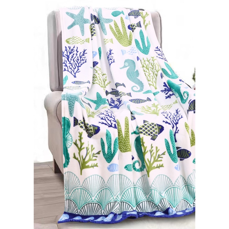 Ocean Coral Plush Throw Blanket