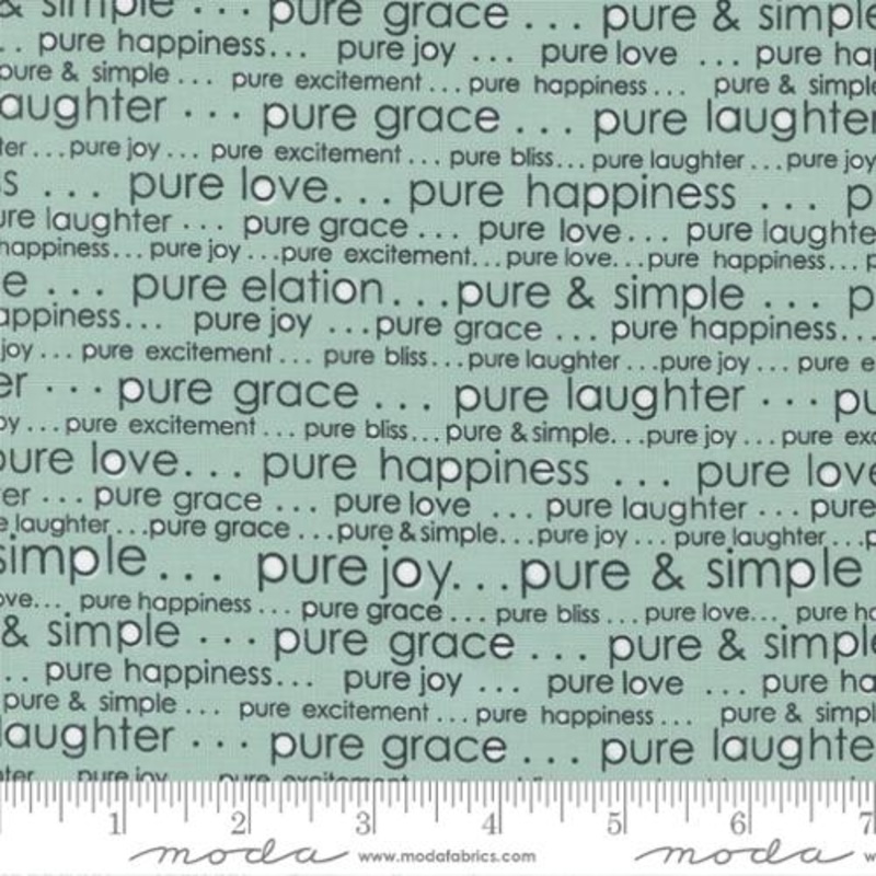 Vintage Collection Text and Words Cotton Fabric 55651 Aqua