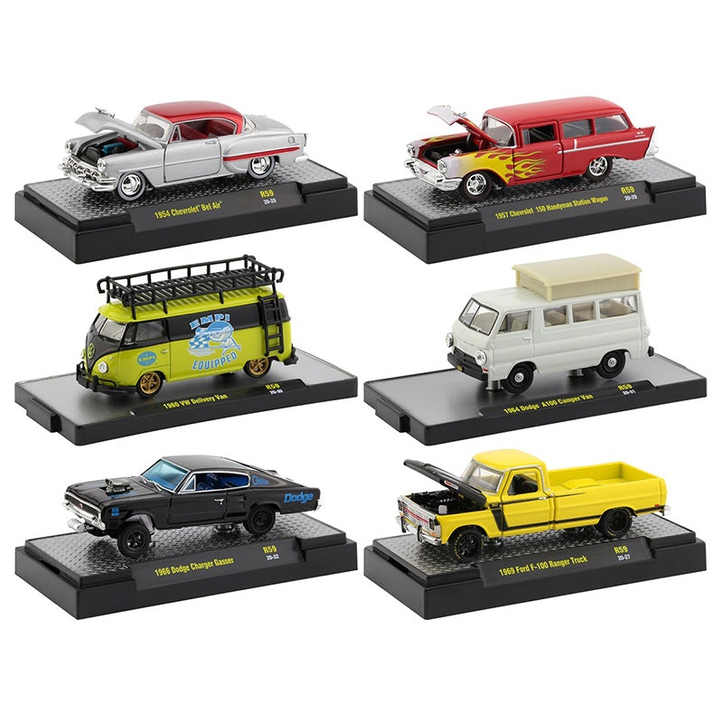 “Auto Shows” 6 piece Set Release 59 IN DISPLAY CASES 1/64 Diecast Model Cars by M2 Machines