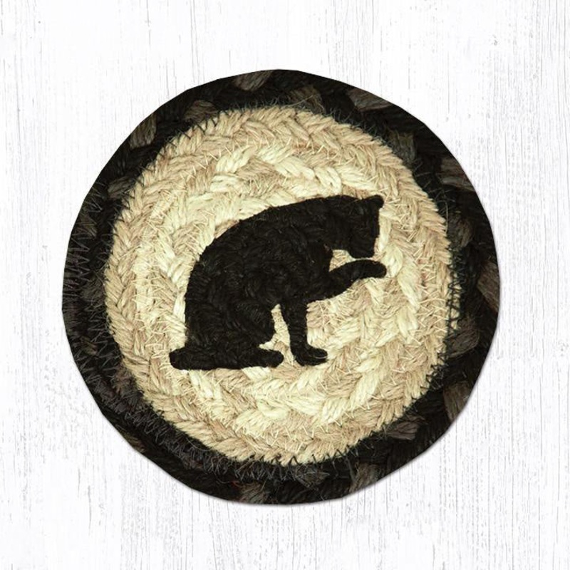 Novelty Coaster- Braided Jute 5-inch Cat