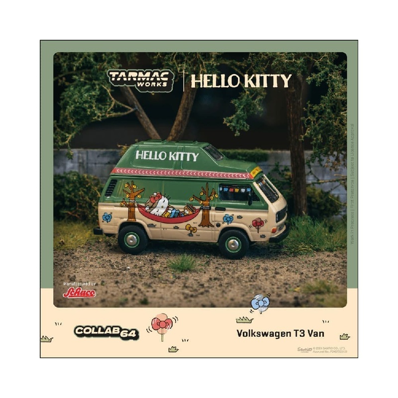 Tarmac Works 1:64 Schuco Volkswagen T3 Camper Van Hello Kitty  Beige Green  Collab64