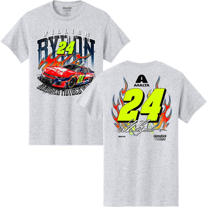 William Byron 2025 Axalta Flames SPG 2-Spot T-Shirt Gray S