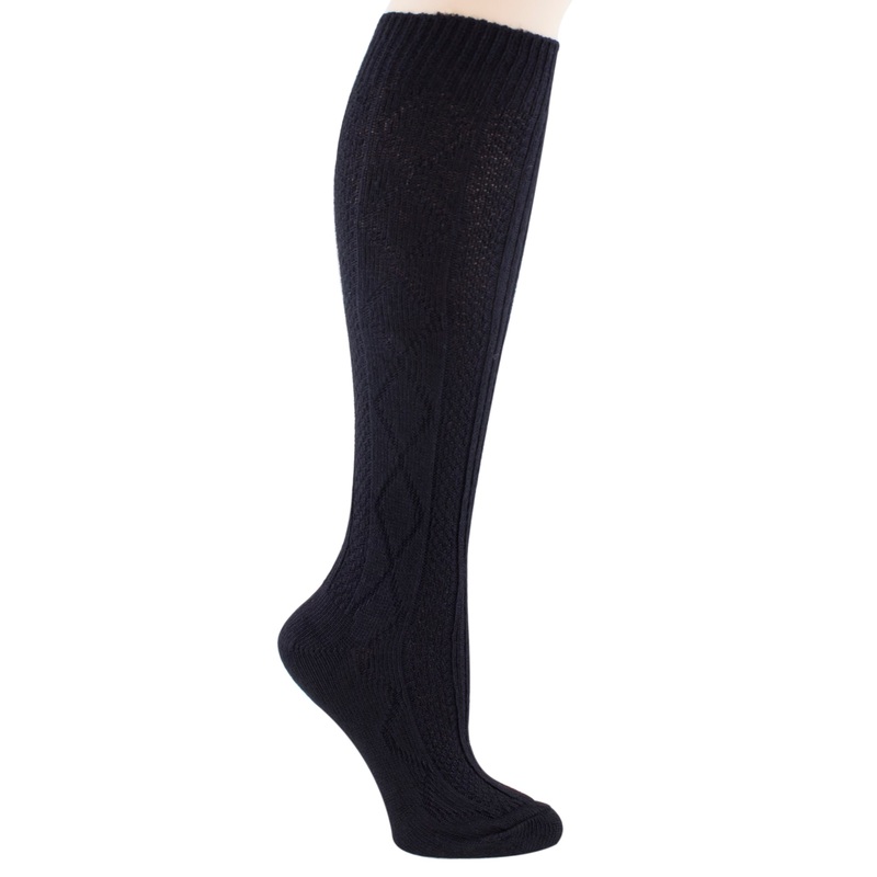 Women’s Acrylic Knee-High Socks 2205 Black 9-11