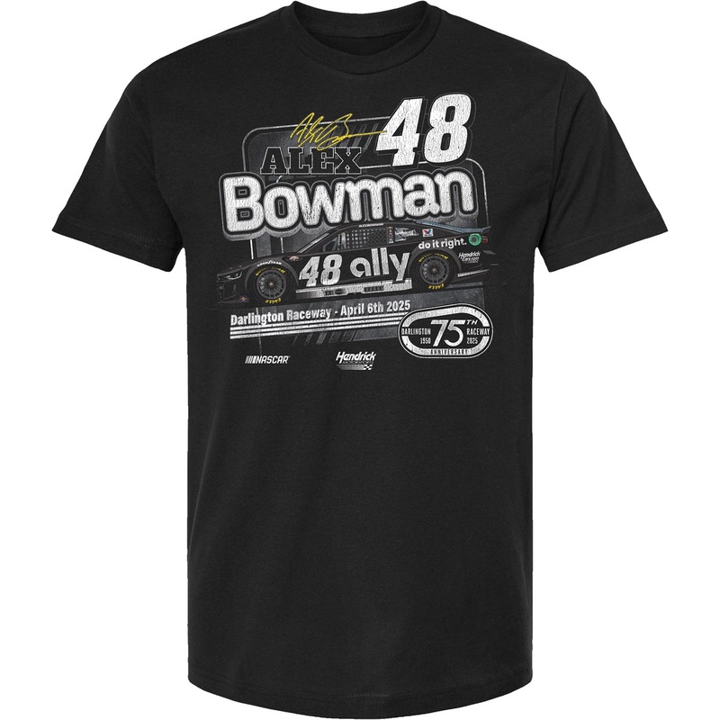 Alex Bowman 2025 Darlington Throwback Car T-Shirt Black L