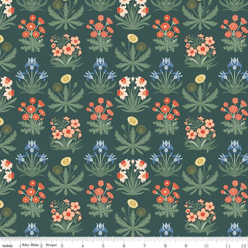 Wanderlust Collection Morning Meadow Cotton Fabric C15471 Pine Green
