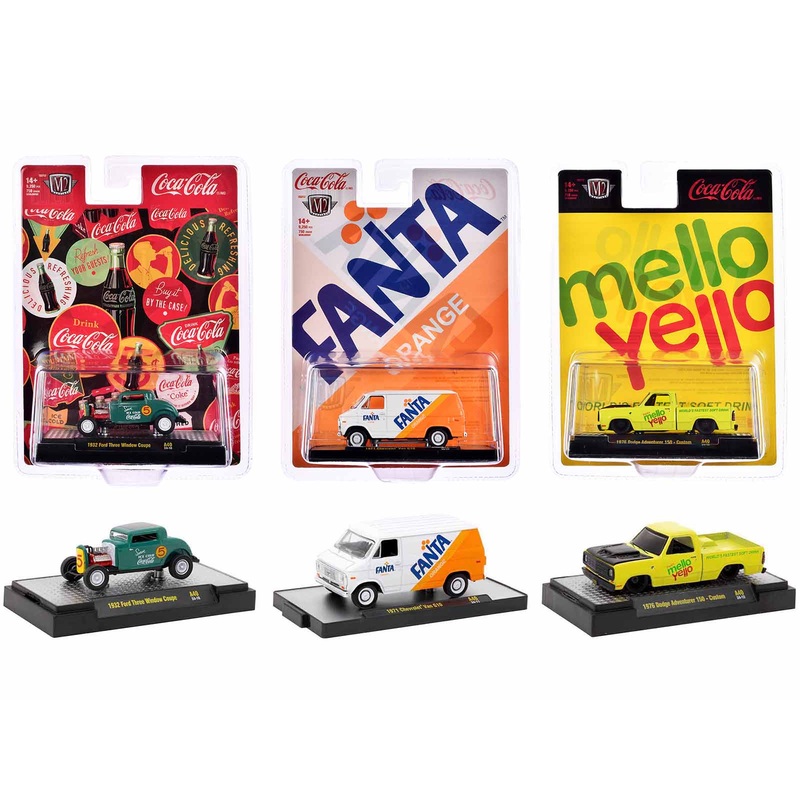 “Sodas” Set of 3 pieces Release 40 Limited Edition to 9250 pieces Worldwide 1/64 Diecast Model Cars by M2 Machines