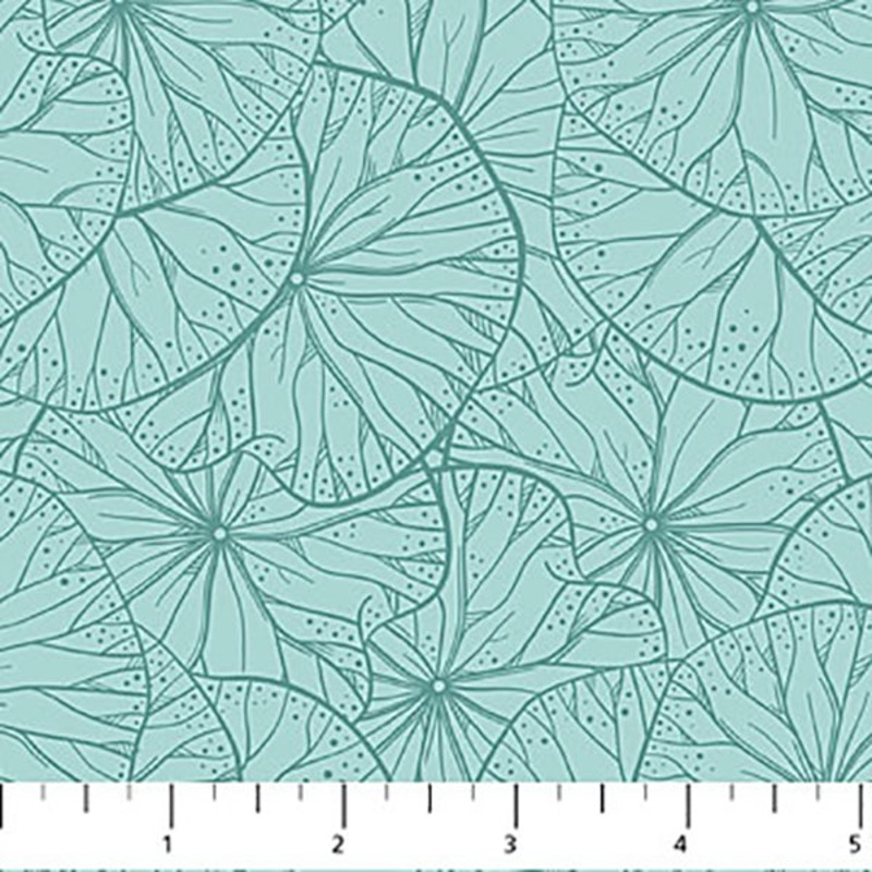 Water Lilies Collection Lily Pad Toile Cotton Fabric 25064 Blue