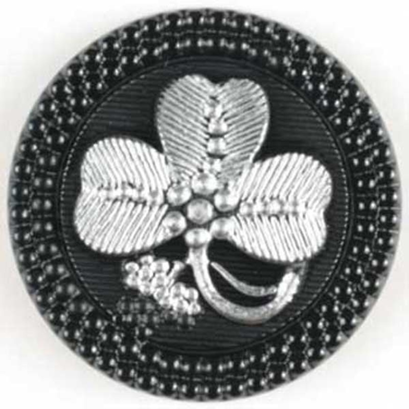 Black Clover Leaf Shank Buttons 9/16 Inch – 1  Button