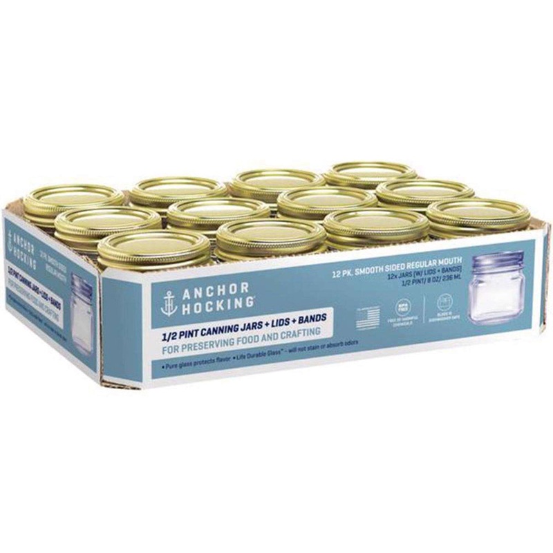 12-Pack Regular Mouth Half Pint Canning Jars HCT1208-G