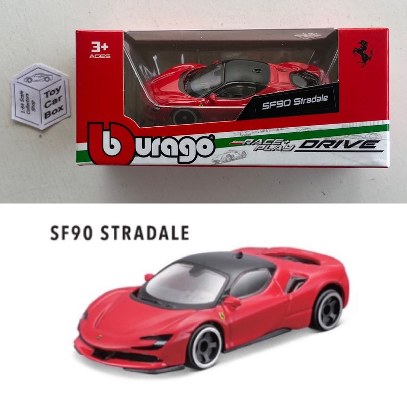 BBURAGO 1/64 – Ferrari SF90 Stradale (Red – Race & Play – Boxed) F88