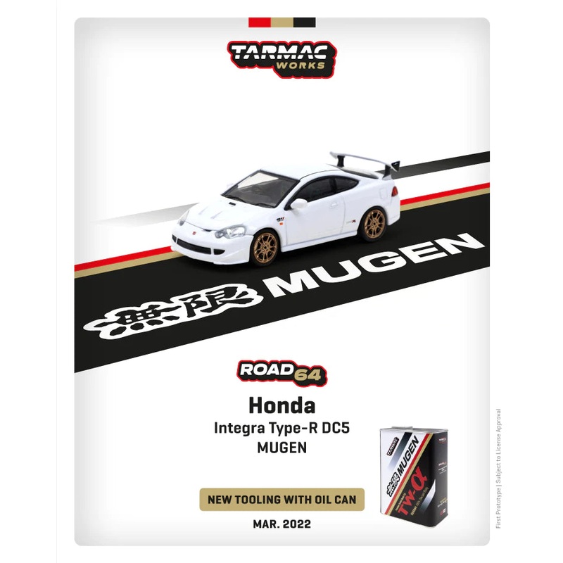 Tarmac Works 1:64 Road64 Honda Integra Type-R DC5 Mugen White With Oil Can