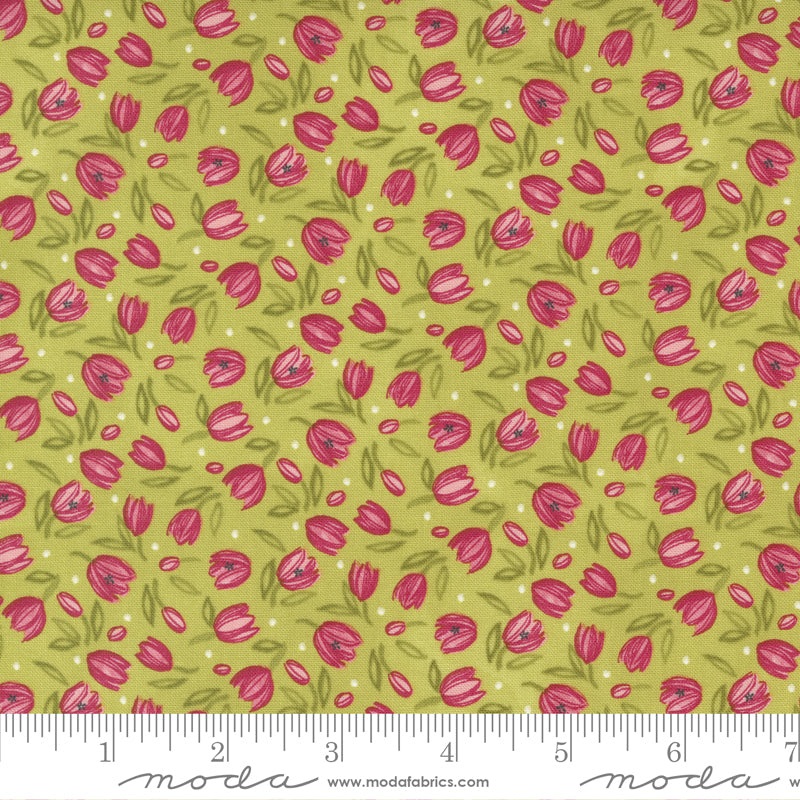 Tulip Tango Collection Moda Cotton Fabric 48713 Chartruese