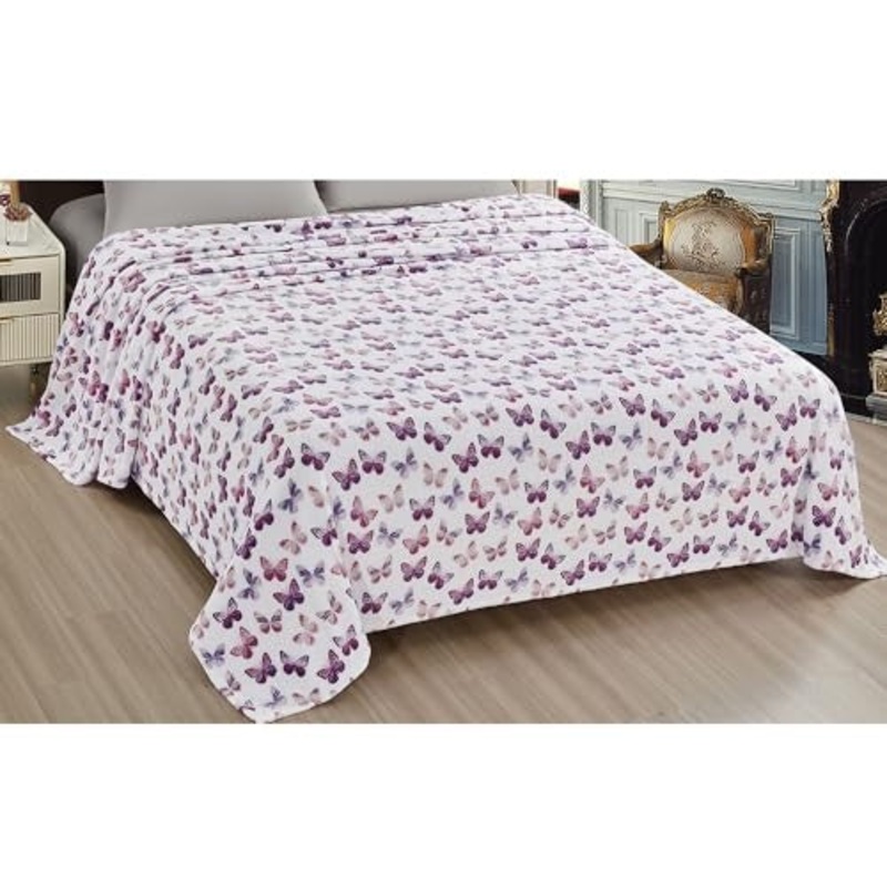 Rose Butterfly Print Blanket Queen