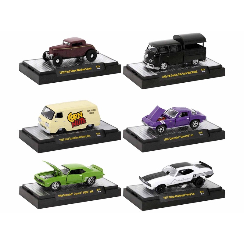 “Auto-Thentics” 6 piece Set Release 78 IN DISPLAY CASES Limited Edition 1/64 Diecast Model Cars by M2 Machines