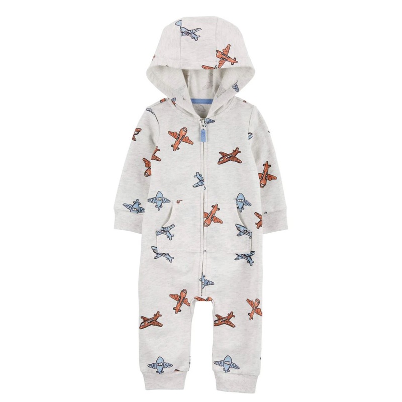 Baby Boys’ Airplane Zip-Up Long-Sleeve Jumpsuit 1R963810 Newborn