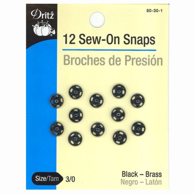 Black Sew On Snaps S-80-1-30